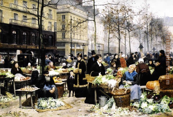 Market Day painting - Victor Gabriel Gilbert Market Day art painting